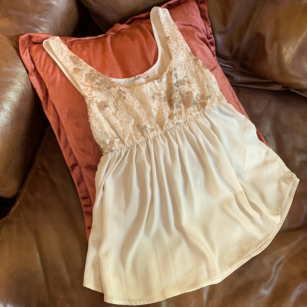Beige babydoll sequin tank